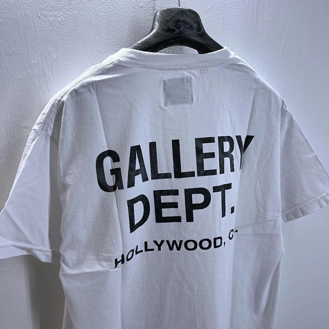 GALLERY DEPT. SOUVENIR TEE English LOGO commemorative basic short-sleeved white S-XL original consistent cotton and linen cylindrical fabric high poundage 230g fabric accessories matching correct version